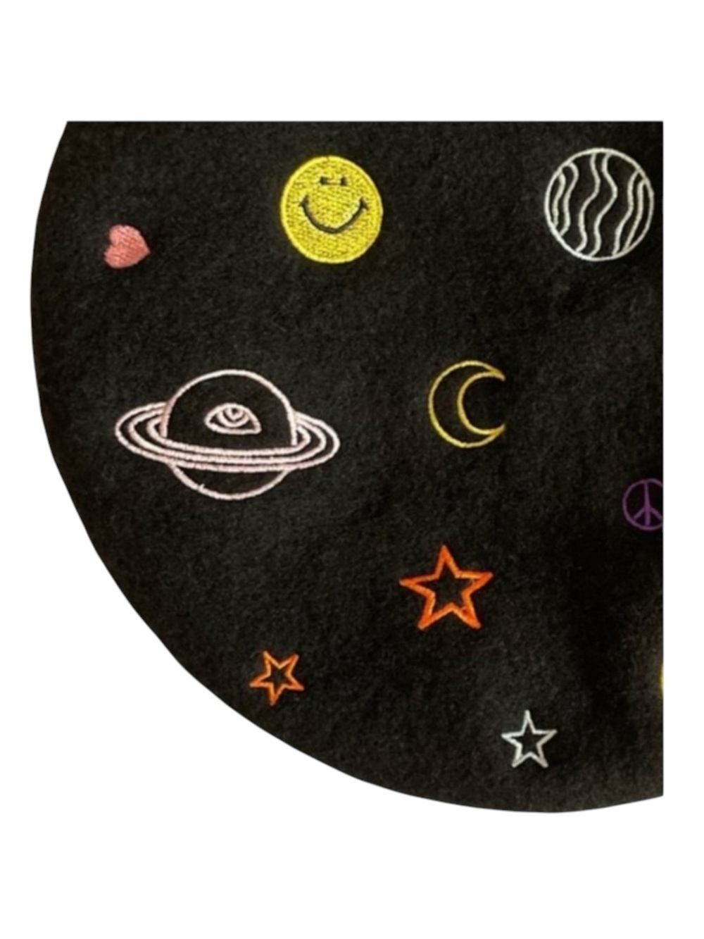 Rare: new Valfré ☻ Saturn Embroidered Wool Beret ☻ Black ☻ 1SFA Limited Edition - Picture 4 of 16